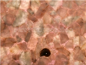 Pink Crystal Gemstone Wall Tiles /Crystal Pink Semi Precious Tiles for Bath Pool,Pink Crystal Slab /Pink Crystal Semi Precious Stone Panels