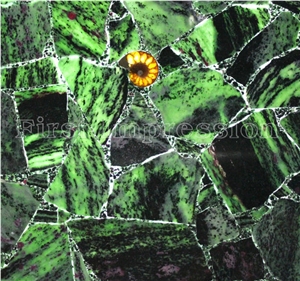 Red Emerald Backlit Gemstone Slab /Green Semiprecious Tiles /Green Gemstone Slab