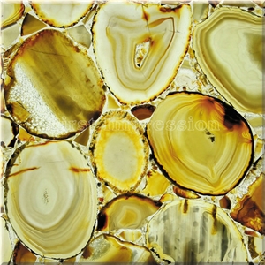 Sardonyx Backlit Agate Gemstone Slab /Light Yellow Agate Slab / Golden Agate Slab and Tiles / Yellow Semiprecious Stone Slab