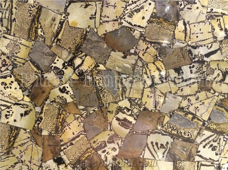 Yellow Fossil Slab & Tiles /Yellow Fossil Semiprecious Stone Panels
