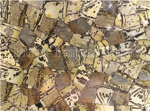 Yellow Fossil Slab & Tiles /Yellow Fossil Semiprecious Stone Panels