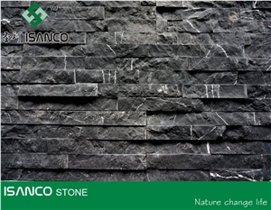 China Black Marble Wall Cladding Black Marquina Marble Split Face Culture Stone Marble Stacked Stone Veneer Feature Wall Building Stone Thin Stone Veneer Landscaping Stone Black Marble from China