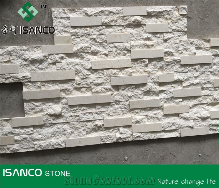 China White Limestone Culture Stone Loose Stone Light Cream Color Limestone Corner Stone Honed and Split Ledge Stone Building Stone Exposed Wall Stone Flexible Stone Veneer Wall Decoration