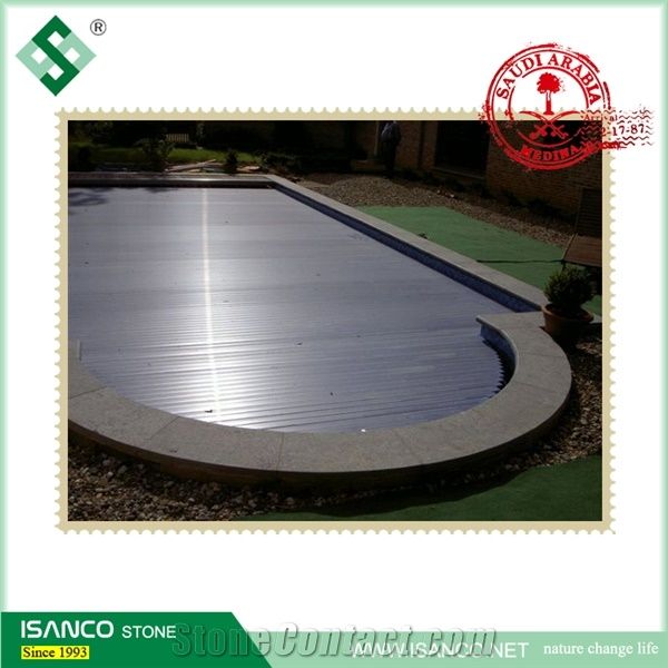 Shandong Blue Limestone Swimming Pool Coping Honed Limestone Pool Pavers Bullnose Edges Stone Pool Coping Blue Stone Swimming Pool Decks Tiles Pool Terraces Customized Natural Blue Limestone Products