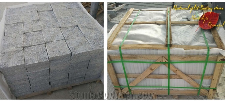 Shandong Grey Granite Cobble Stone G341 Granite Cube Stone Grey Sesame Granite Paving Sets Grey Granite G341 Walkway Pavers Garden Stepping Pavements Natural Split Finish