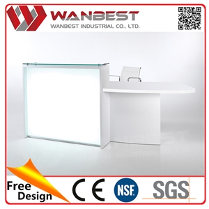 Cheap Small White Acrylic Solid Surface Reception Desk for Retail Store