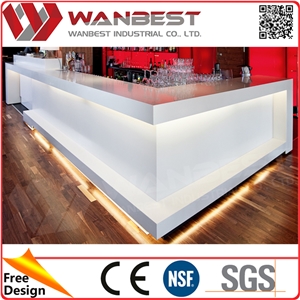 Commercial Good Quality Led Design White Bar Counter Solid Surface Bar Countertop