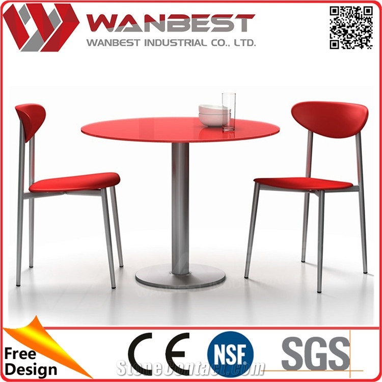 Easy Clean Marble Table Solid Surface Round Fast Food Restaurant Tables