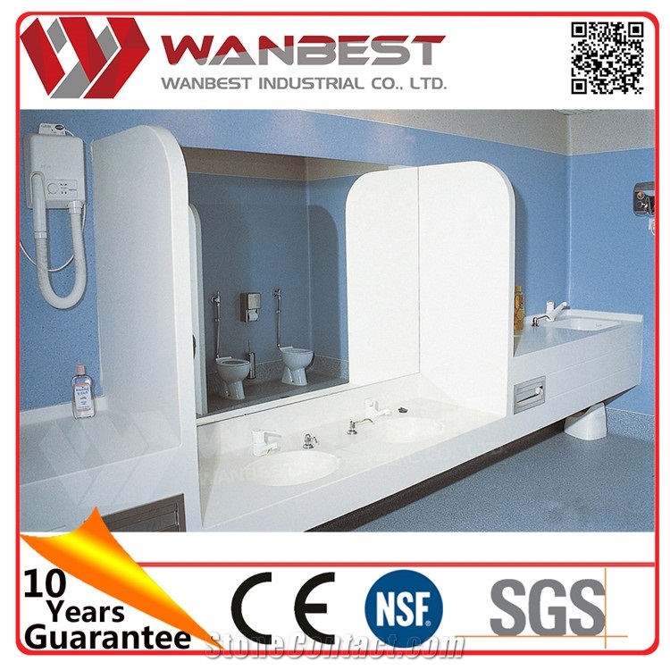 Hotel/Home Bathroom Luxury White Wash Sinks with Solid Surface Counter Top