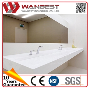 Hotel/Home/Restaurant Used Double Solid Surface Bathroom Sinks White Artificial Stone Bath Basin