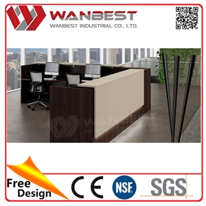 Hotel/Office Lobby Reception Counter Design White Solid Surface with Veneer