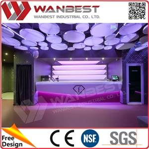 Led Lighting Luxury Solid Surface Reception Desk Counter with Logo