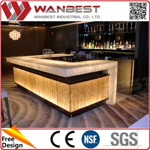 Luxury Led Lighting Illuminate Stone Bar Counter Acrylic Solid Surface Bar Top for Hotel/Bar Club