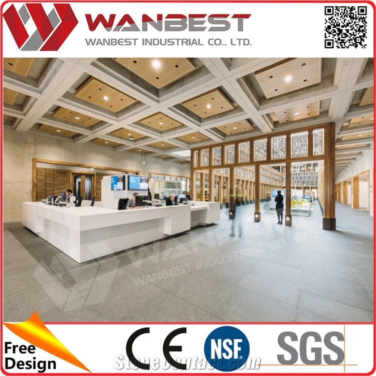 Luxury White Reception Desk Bill Counter Cashier Counter for Supermarket and Retail Store from