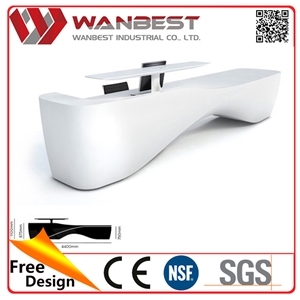 Luxury White Solid Surface Artificial Marble Top Reception Desk Counter