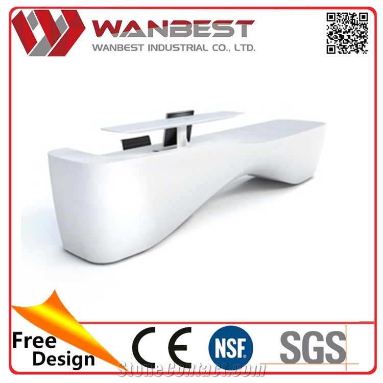 Luxury White Solid Surface Artificial Marble Top Reception Desk Counter