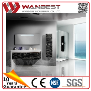 Luxury White Solid Surface Bathroom Cabinets Sink with Mirrors