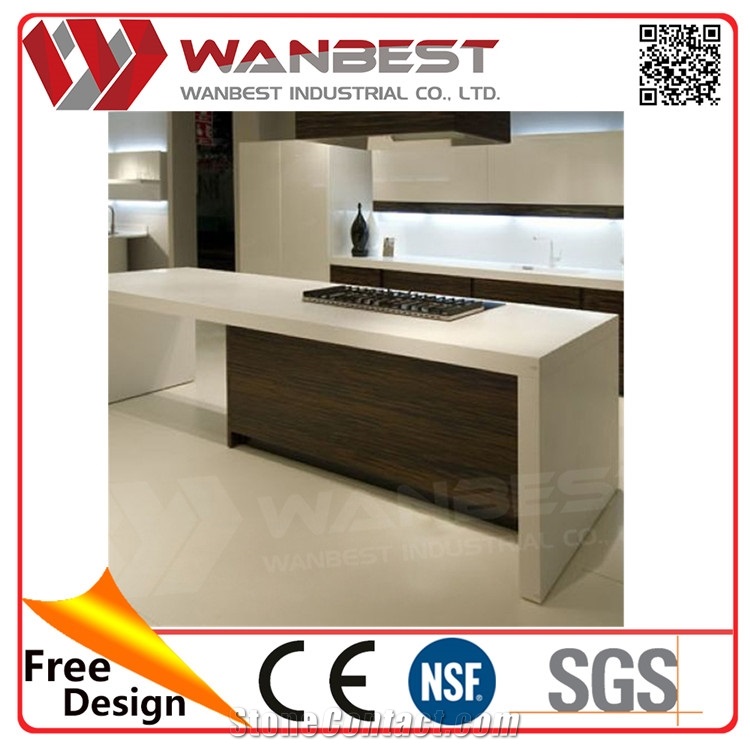 Modern Customzied Kitchen Cabinets Solid Surface Aclylic Marble Kitchen Counter Top