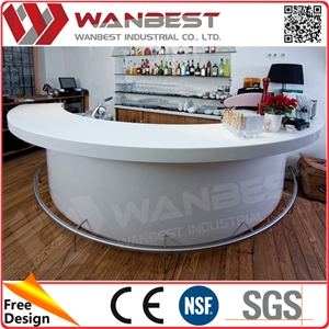 Modern Half Round Bar Counter White Solid Surface Curved Bar Counter Semi Circular Bar Counter