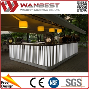Outdoor Modern Led Lighting Bar Counter with Customized L Shape Mental Strip Decoration