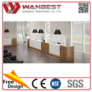Simple Design High Quality White Solid Surface Reception Desks Customized Office Desk Cash Counter