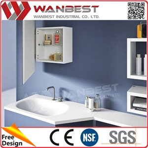 Special Design Washroom Sinks Solid Surface Bathroom Counter Top with Cabinet