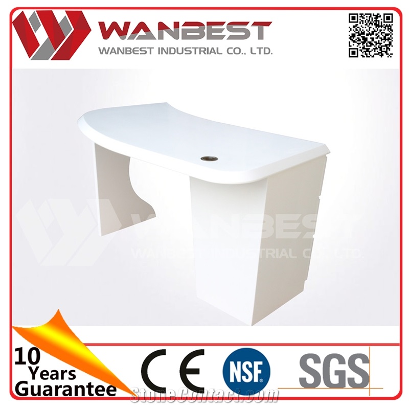 White High Gloss Office Computer Desk Small Solid Surface Reception Desks