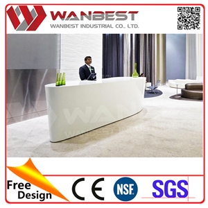 White Modern Lobby Small 1 Person Solid Surface Reception Desk