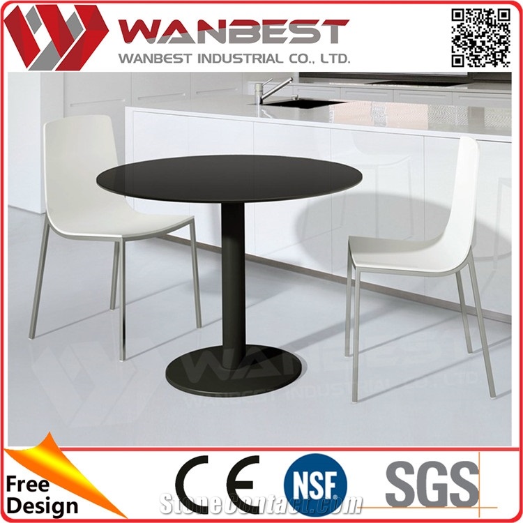 White Round Dining Table Square Fast Food Restaurant Table with Metal Leg