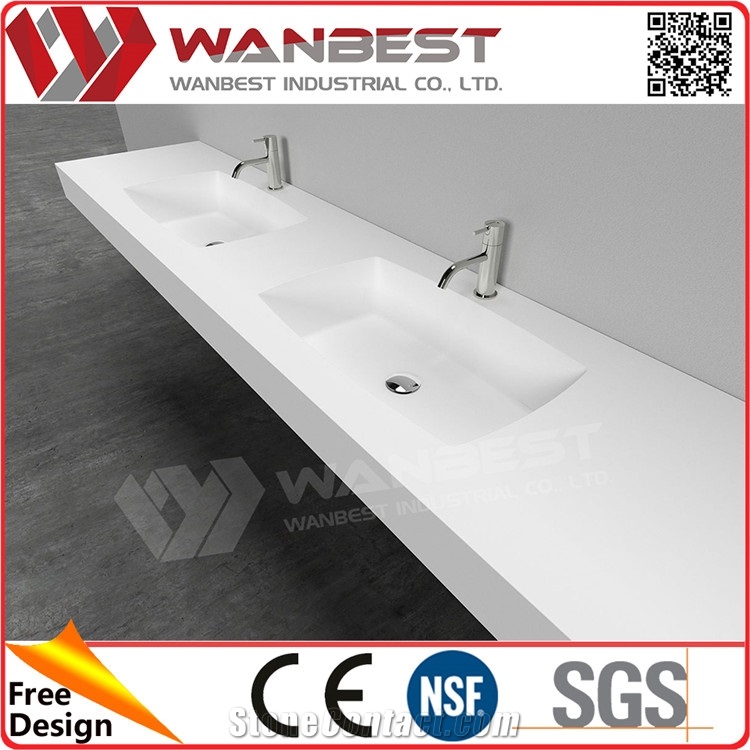 Wholesale White Acrylic Solid Surface Bathroom Sinks