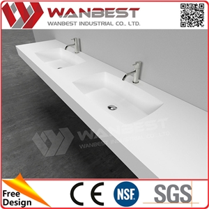 Wholesale White Acrylic Solid Surface Bathroom Sinks