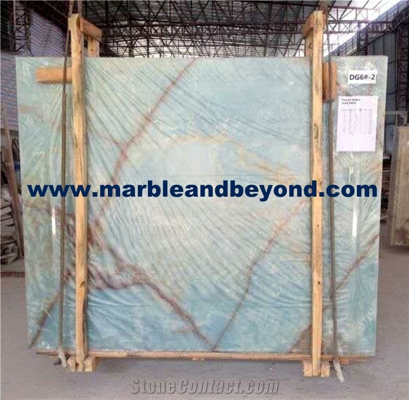 Golden Blue Onyx, Blue Onyx Slabs, Blue Onyx Polished Tiles for Walling and Flooring