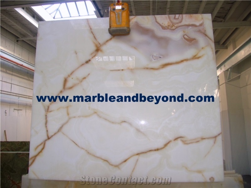 Natural Pakistan Polished White Onyx Stone Slabs & Tiles for Bar Top or Lighting Tops and Back Ground