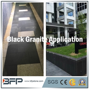 Black Basalt Tiles/Slabs for Flooring Interior/Exterior with Flamed/Honed/Bush Hammered Surface Treatments