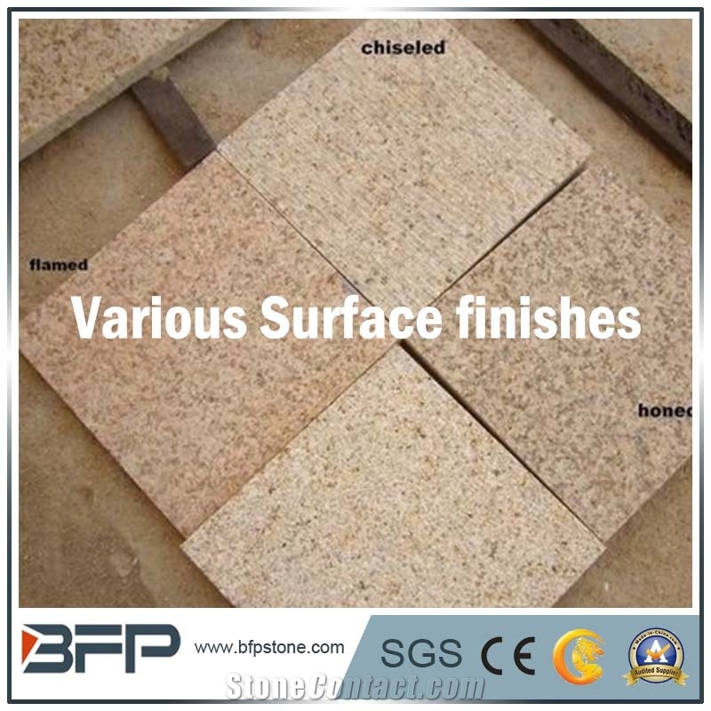 Chinese Yellow Granite Tile and Slabs, with Honed, Flamed, Bush Hammered Surface for Flooring Tile, Pavements, Wall Cladding