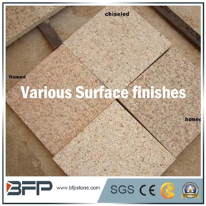 Chinese Yellow Granite Tile and Slabs, with Honed, Flamed, Bush Hammered Surface for Flooring Tile, Pavements, Wall Cladding