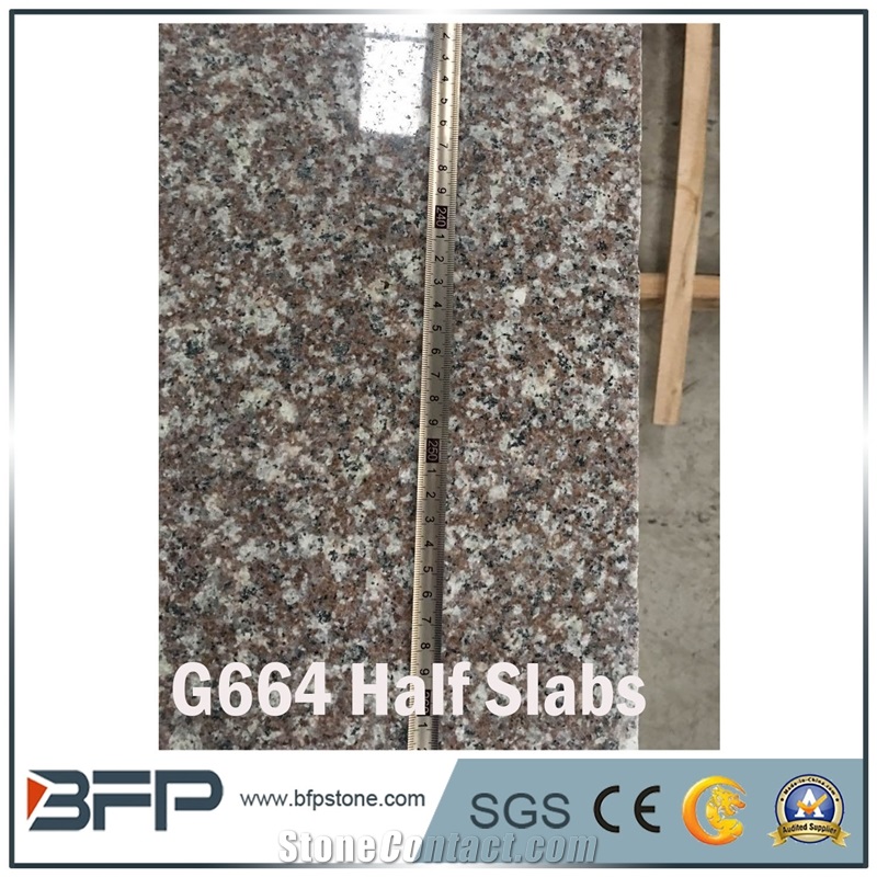 G664 Granite Slabs, Luna Pearl Granite Slabs, Luoyuan Bianbrook Brown, Black Spots Brown Granite, Copper Brown, Fu Rose Granite Slabs/Half Slabs for Kitchen Countertop