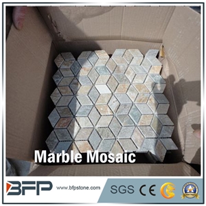 Marble Mosaic, Marble Pattern, Mosaic Border, Carrara White Mosaic, Round Shape White Mosaic
