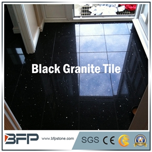 Shinning Black Granite, Dark Black Granite Slabs and Tiles for Flooring. Wall