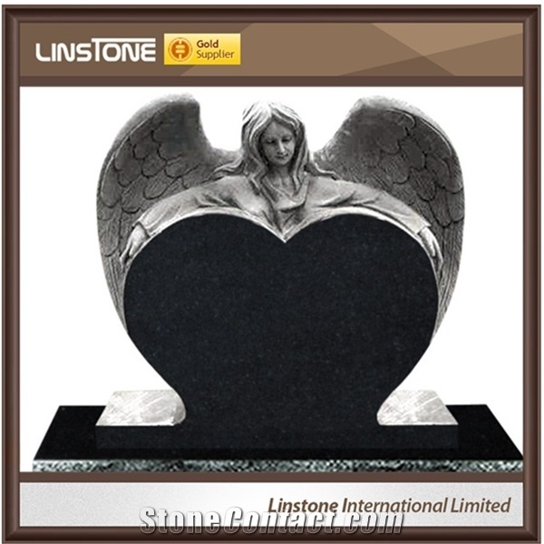 Shanxi Black Granite Heart Competitive Headstone