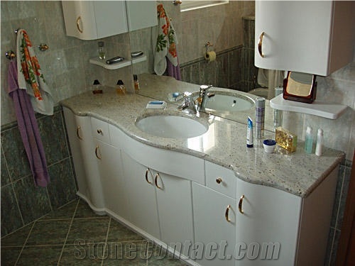 White Panther Granite Master Bath Countertop