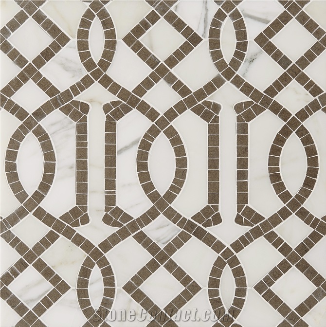 Labyrinth V05106-04 Calacatta Borghini and Fosanna Grey (Line in Mosaics)