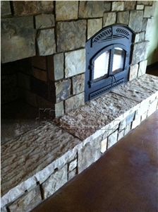 Fireplace with Sandy Creek™ Natural Top/Bottom Split or Hand Rock-Faced on Ends