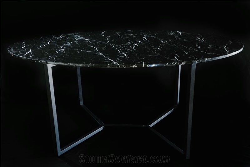 Nordst Oval Black Marble Dining Table