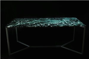 Nordst Rectangular Green Marble Dining Table