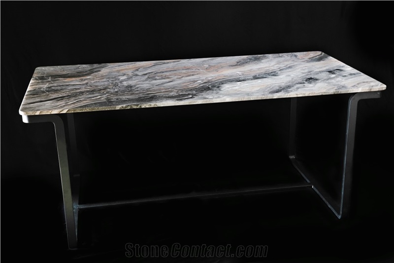 Nordst Rectangular Grey Marble Dining Table