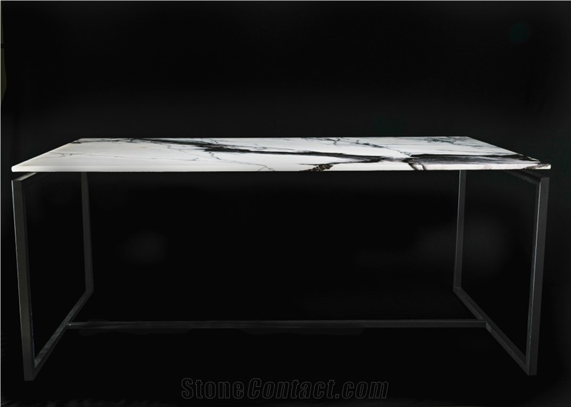 Nordst Rectangular White Marble Dining Table