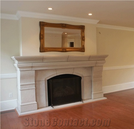 Indiana Beige Limestone Carved Fireplaces