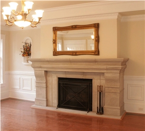 Indiana Beige Limestone Carved Fireplaces