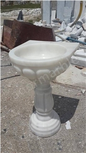 Afyon White Pedestal Marble Sink